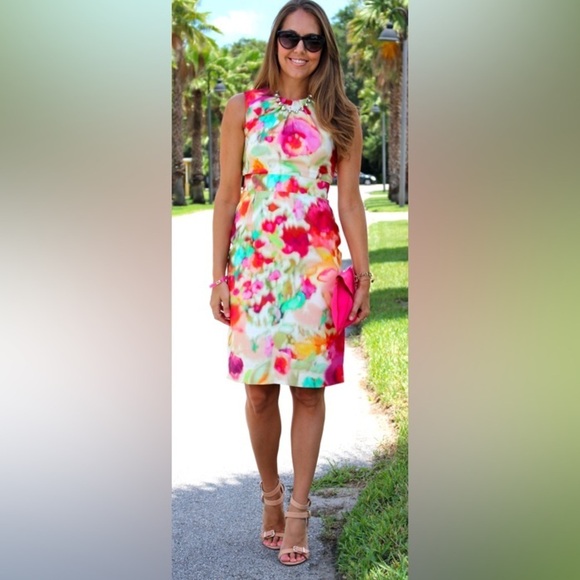 Kate Spade Bowden Floral Watercolor Sleeveless Sheath Dress -Multicolor - Size 6 - Picture 5 of 13